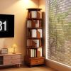 (UPGRADED) Rotating Bookshelf, 360 Display Corner Bookshelf for Small Space, 6 Tier Bookcase Storage Rack with Wheels