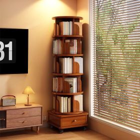 (UPGRADED) Rotating Bookshelf, 360 Display Corner Bookshelf for Small Space, 6 Tier Bookcase Storage Rack with Wheels