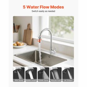 Faucet Aerator, 360° Swivel Kitchen Sink Aerator, 5-Function 5-Flow Sink Sprayer Attachment