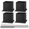 4x4 Post Base 4 Pcs, Inner Size 3.6x3.6 inch / 92x92 mm Post Brackets, Heavy Duty Carbon Steel Decking Posts