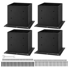 4x4 Post Base 4 Pcs, Inner Size 3.6x3.6 inch / 92x92 mm Post Brackets, Heavy Duty Carbon Steel Decking Posts