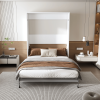 Queen Murphy bed, 65-inch foldable wall bed, with metal bed frame, solid wood support slats, concealed bed frame