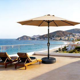 9FT Outdoor Patio Umbrella with Tilt and Crank, 8 Rib Market Umbrella, Stable Sun Shade Canopy for Patio, Beach, Deck, Garden and Outdoor Restaurant