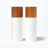 Ceramic Salt and Pepper Grinder Set Cream Wood & Stoneware, 6.25" Height, 55 Volume Capacity, 2-Piece Set