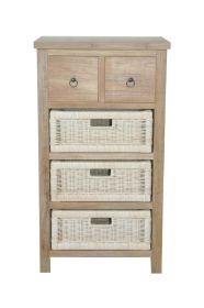 Safari Occasional Table With Drawers & Rattan Basket