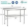 30" x 72" 18-Gauge Stainless Steel Commercial Work Table with 4" Backsplash and Undershelf