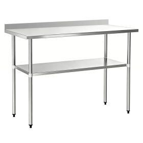 30" x 72" 18-Gauge Stainless Steel Commercial Work Table with 4" Backsplash and Undershelf