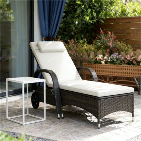 Outdoor lounge chair, backrest chair, rattan lounge chair, courtyard chair, cream