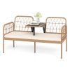 2-Person Outdoor PE Rattan Loveseat with Tempered Glass Coffee Table, 800 LBS Seat Capacity for Patio & Garden