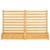 Wooden Privacy Fence, 36 x 45 inch Air Conditioner Fence, 2 Slatted Panel Solid Outdoor Wood Privacy Screen with 2 Planters, Metal Stakes