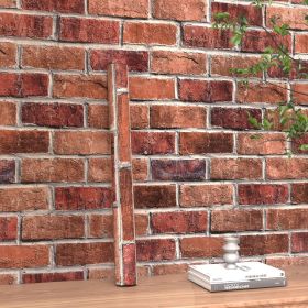 Red Brick Peel and Stick Wallpaper Faux Brick Contact Paper for Cabinets Self Adhesive Removable Wallpaper for Backsplash Waterproof Textured Contact