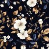 Dark Floral Wallpaper Peel and Stick Vintage Gold Leaf Contact Paper Black Floral Wallpaper Navy/Gold Leaf Waterproof Self-Adhesive Wall Covering for
