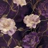Dark Floral Wallpaper Peel and Stick Purple/Gold Rose Flower Contact Paper Wall Paper Waterproof Self-Adhesive Wall Covering for Bedroom Countertop De
