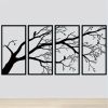 CIFbuy™ Iron Bare Branch & Bird 4-Panel Wall Art, Minimalist Style Wall Hanging, Nature Theme Home Decor (TikTok, Temu: Self-pickup available)