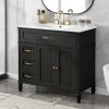 [Video] 36" Bathroom Vanity with Sink, Bathroom Cabinet with Drawers, Solid Frame and MDF Board, One Package, Black(same SKU: N725P195410B)