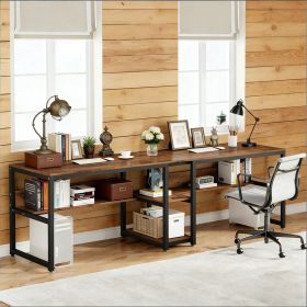 Double Computer Desk with Bookshelf, Office Furniture