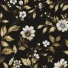 Dark Floral Wallpaper Peel and Stick Vintage Gold Leaf Contact Paper White Floral Wallpaper Waterproof Self-Adhesive Wall Covering for Bedroom Counter
