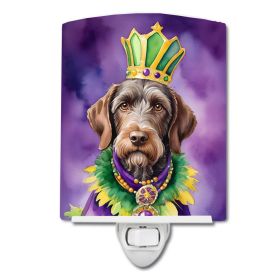 NEW German Wirehaired Pointer King of Mardi Gras Ceramic Night Light Compact, UL-Certified, Ideal for Bedroom, Bathroom, Nursery, Hallway, Kitchen