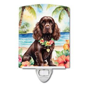 NEW Cocker Spaniel Luau Ceramic Night Light Compact, UL-Certified, Ideal for Bedroom, Bathroom, Nursery, Hallway, Kitchen, 6x4x3, Multicolor