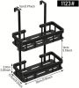 Over Door Shower Caddy, Black Rustproof Bathroom Organizer, 2-Tier Storage Rack, 11.81x5.31 Inch Shelves, No Drilling Required