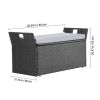 Outdoor Storage Bench, 2-Person PE Rattan Storage Bench, 40 Gal Deck Box with Cushion & Side Handle, Supports up to 400 lbs