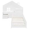 Twin Size House Bed with Window and Bedside Drawers, Platform Bed with Shelves and a set of Sockets and USB Port, White(OLD SKU:LT000422AAK)