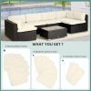 Outdoor 14pc Patio Rattan Sofa Set Cushion Polyester Cover Replacement Set - No Cushion Included, Cream White