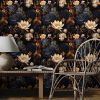 Dark Black Succulent Plants White/Red Flowers Peel and Stick Wallpaper Stick on Contact Paper Vintage Wall Paper Easy Peel Off for nightstand Drawer C