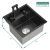 16 x 17 x 9 Inch Undermount Bar Sink, Single Bowl Workstation Sink with Faucet Cutting Board