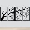 CIFbuy™ Iron Bare Branch & Bird 4-Panel Wall Art, Minimalist Style Wall Hanging, Nature Theme Home Decor (TikTok, Temu: Self-pickup available)