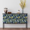Dark Blue Floral Wallpaper Peel and Stick, Vintage Bird Leaf Fruit Contact Paper