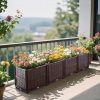 DIY Indoor and outdoor rectangular plastic planting box garden box; planting kit for fresh vegetables, herbs, flowers, and succulents; brown