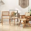Set of 2 Rattan Accent Chairs with Natural Bamboo Frame