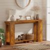 Farmhouse Console Table, 63" Narrow Entryway Table with Thickened Tabletop for Living Room, Hallway, Distressed Brown