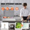 Refrigerated Condiment Prep Station, 130 W Countertop Refrigerated Condiment Station, with 1 1/3 Pan & 4 1/6 Pans, 304 Stainless Body and PC Lid
