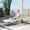 Folding Chaise Lounge Pool Chair with 4-level Reclining Back, Cushion, Side Pocket, Headrest, Beige