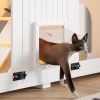 47.25" Large Cat Litter Box Enclosure with LED Light, Hidden Litter Box Furniture, Cat House with Stairs and Cat Scratching Post