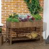Elevated Planter Box Stand Wooden with 8 Slots and Shelf Dark Brown for Garden Space Efficiency