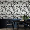 Black and White Vintage Newspaper Script News Modern Peel and Stick Wallpaper Wall Decor Self Adhesive Wall Paper Stick on Easy Peel Off Contact Paper