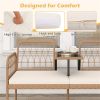 2-Person Outdoor PE Rattan Loveseat with Tempered Glass Coffee Table, 800 LBS Seat Capacity for Patio & Garden