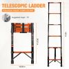 Telescopic Roof Ladder, Heavy-Duty Stainless Steel with Anti-Slip Feet, 330 LBS Load Capacity, Suitable for RV, Roof & Multi-Scene Use
