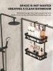 Over Door Shower Caddy, Black Rustproof Bathroom Organizer, 2-Tier Storage Rack, 11.81x5.31 Inch Shelves, No Drilling Required