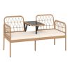 2-Person Outdoor PE Rattan Loveseat with Tempered Glass Coffee Table, 800 LBS Seat Capacity for Patio & Garden