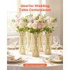 16 PCS Crystal Wedding Flower Vase, 10.24 in Tall Flower Table Centerpieces, Crystal Cylinder Banquet Vases Easy Installation
