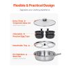 Egg Poacher Pan, 4-Cup Poached Egg Maker, Stainless Steel Poaching Pan and Frying Skillet, with 4 Nonsitck Detachable Large Cups, Lid