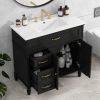 [Video] 36" Bathroom Vanity with Sink, Bathroom Cabinet with Drawers, Solid Frame and MDF Board, One Package, Black(same SKU: N725P195410B)