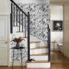 Black and White Peony Floral Horse Modern Peel and Stick Wallpaper Wall Decor Self Adhesive Wall Paper Stick on Easy Peel Off Contact Paper for Renter