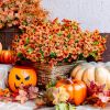 Artificial autumn flowers, outdoor fake chrysanthemums, fake plants, UV resistant and colorfast, simulated plastic greenery for gardens, porches
