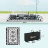 Reversible Outdoor Rug, Waterproof Plastic Straw with Carry Bag, 8' x 10', Black & White Rhombus Patchwork