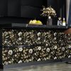 Dark Floral Wallpaper Peel and Stick Vintage Gold Leaf Contact Paper White Floral Wallpaper Waterproof Self-Adhesive Wall Covering for Bedroom Counter